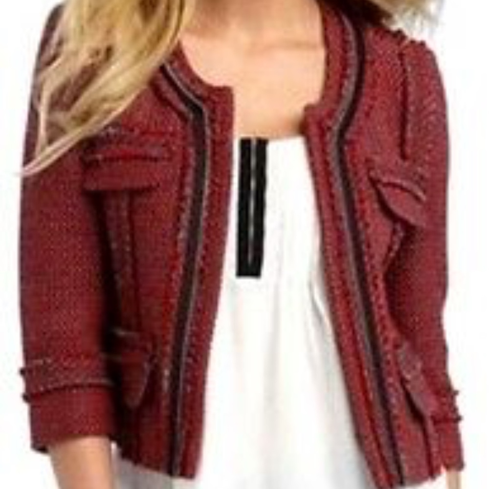 Hinge Tweed Blazer with Zipper Detail